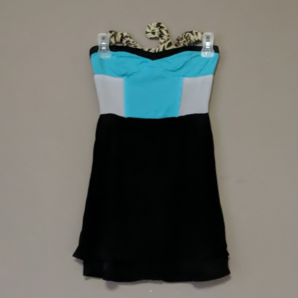 Sparkle and fade, strapless mini dress